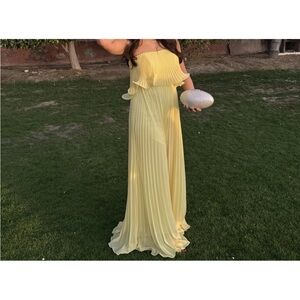 Betsy & Adam Strapless Yellow Pleated Dress